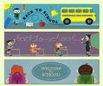 3 creative school banner vector